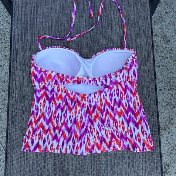 Collections by Catalina Tankini Swim Top Large Orange Purple Fringe Trim - Picture 2 of 8